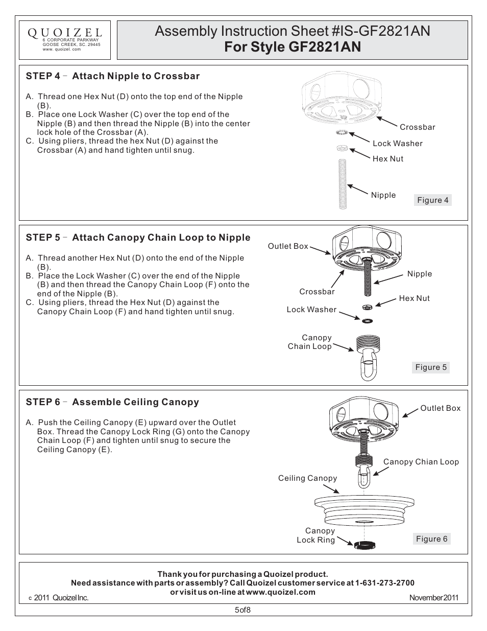 Quoizel GF2821AN Griffin User Manual | Page 5 / 8