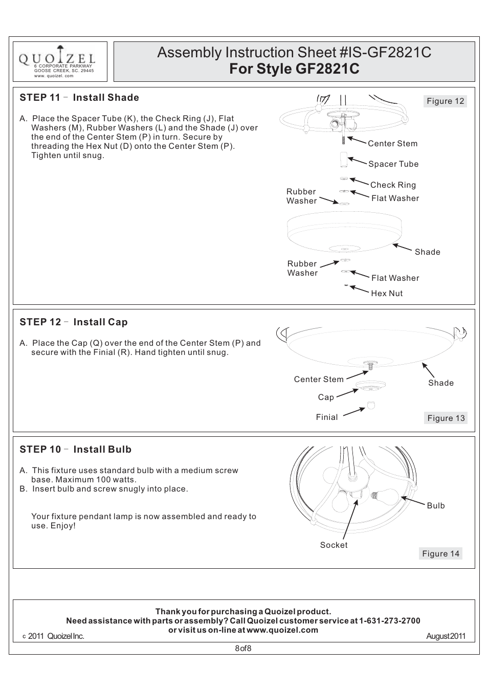 Quoizel GF2821C Griffin User Manual | Page 8 / 8