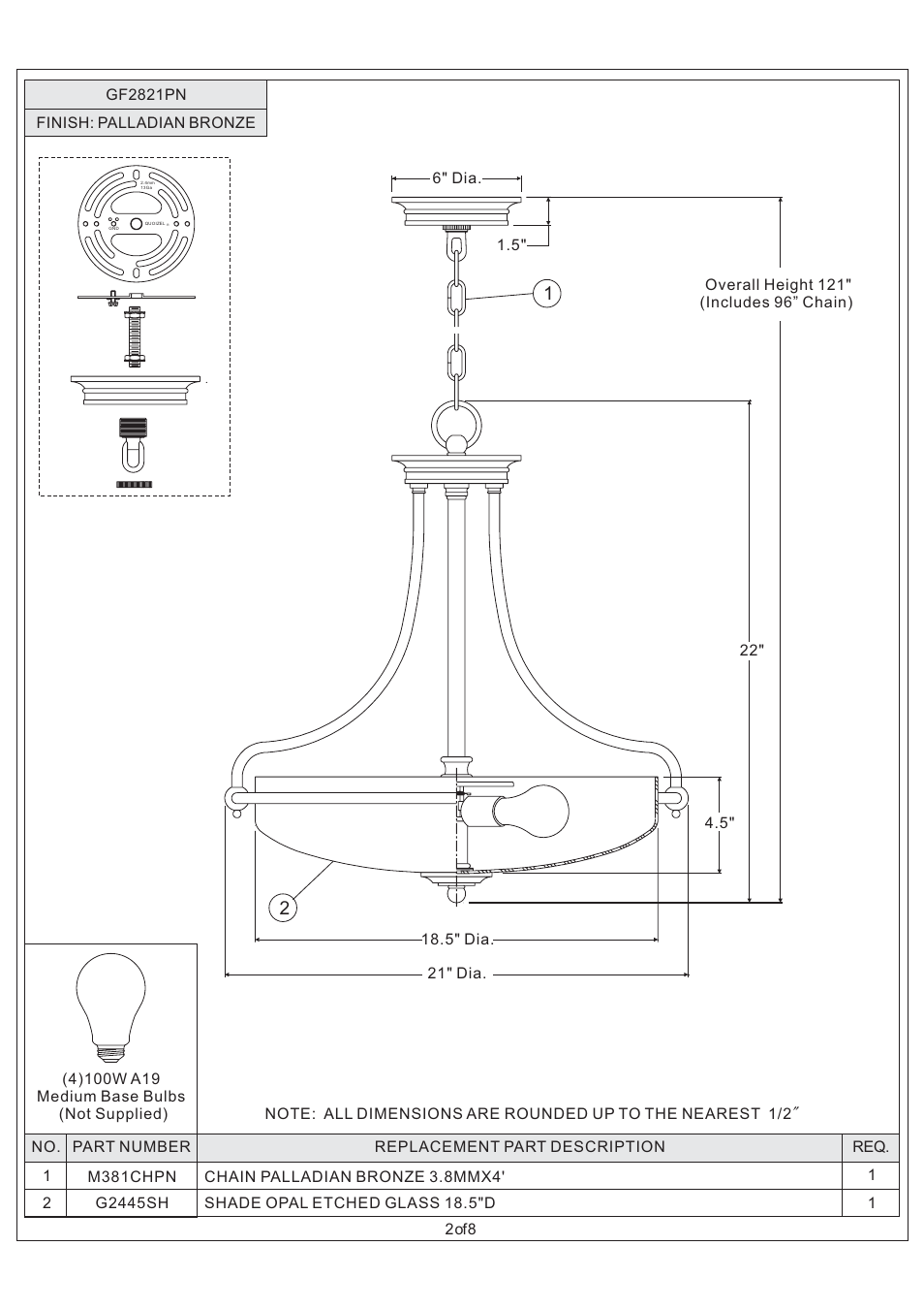 Quoizel GF2821PN Griffin User Manual | Page 2 / 8