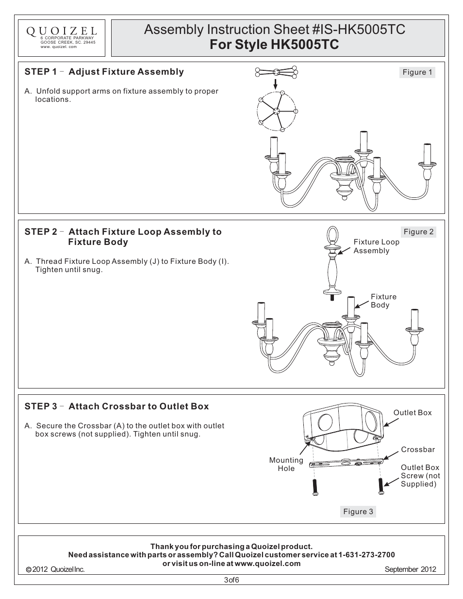 Quoizel HK5005TC Holbrook User Manual | Page 3 / 6