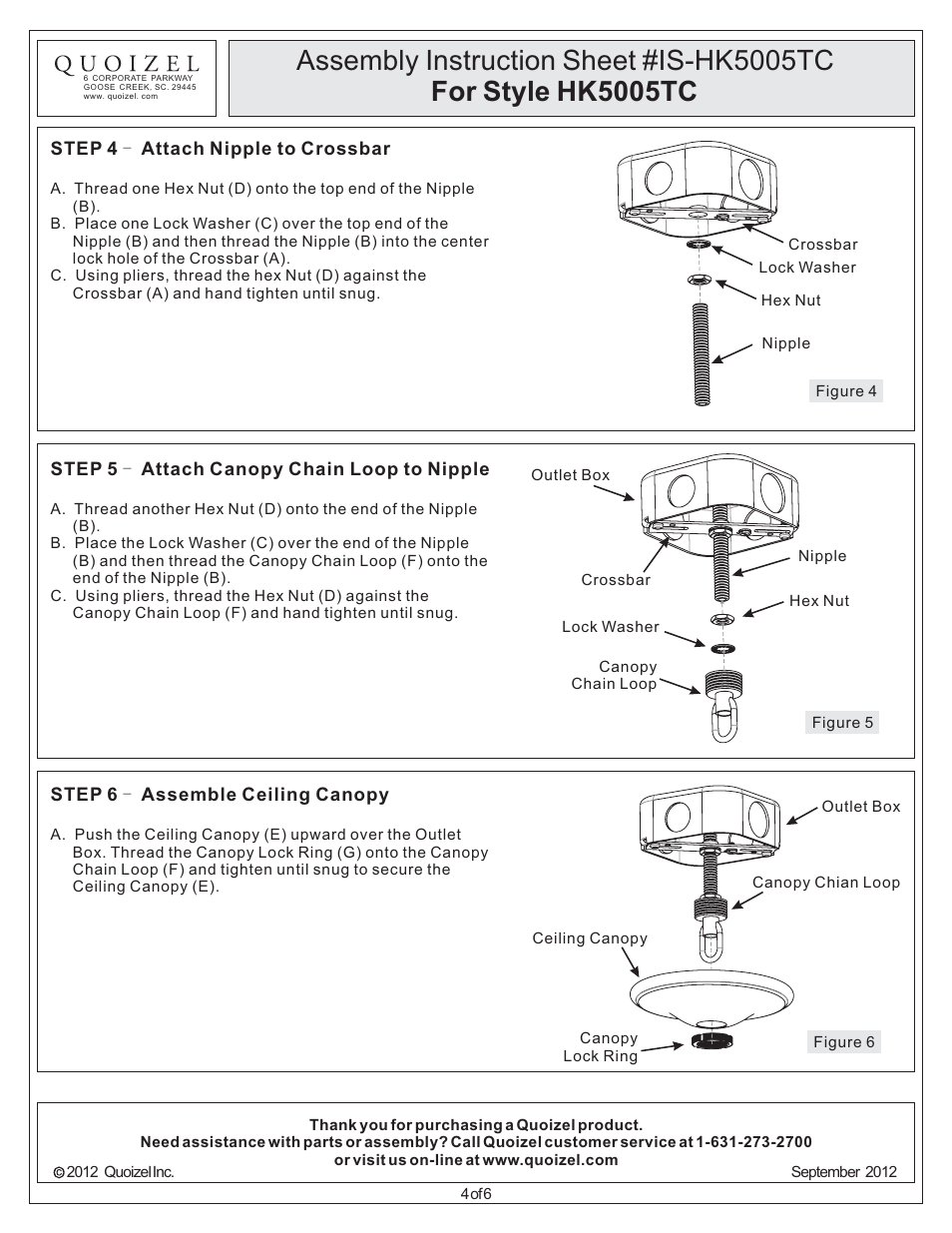 Quoizel HK5005TC Holbrook User Manual | Page 4 / 6