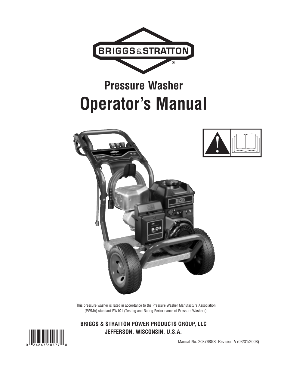 Briggs & Stratton Pressure Washer Manufacture Association User Manual | 56 pages