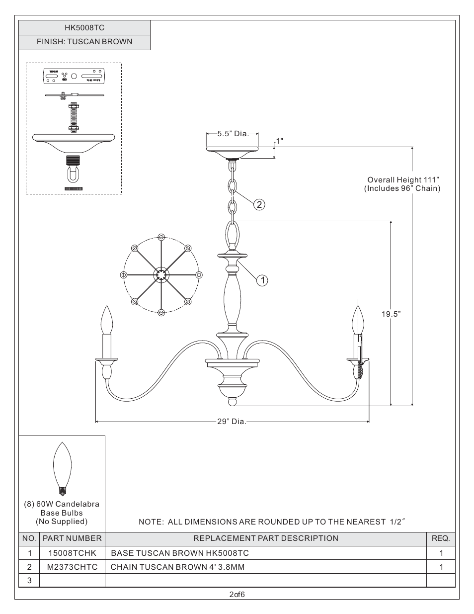 Quoizel HK5008TC Holbrook User Manual | Page 2 / 6