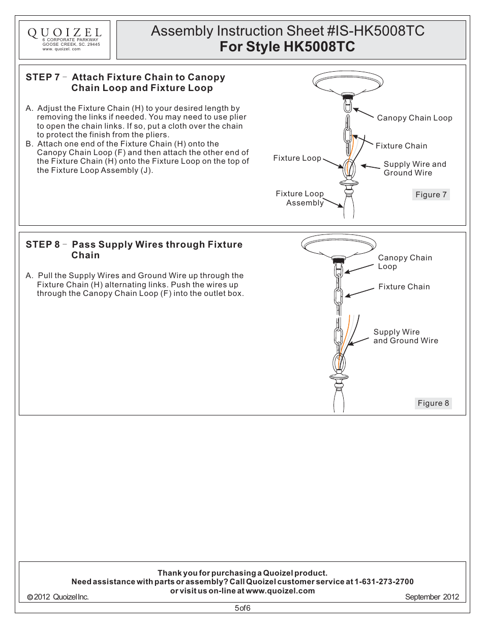 Quoizel HK5008TC Holbrook User Manual | Page 5 / 6