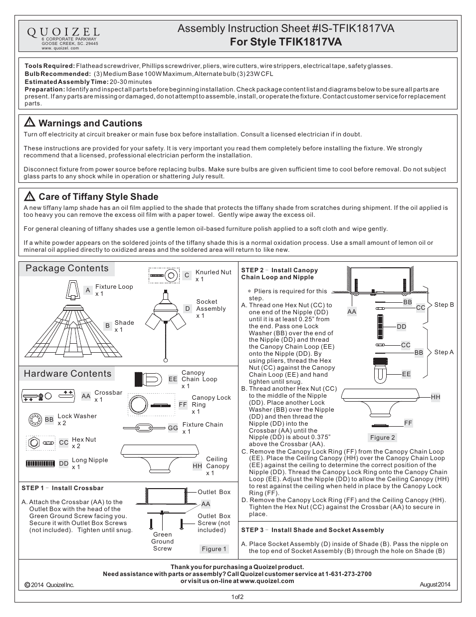 Quoizel TFIK1817VA Inglenook User Manual | 2 pages