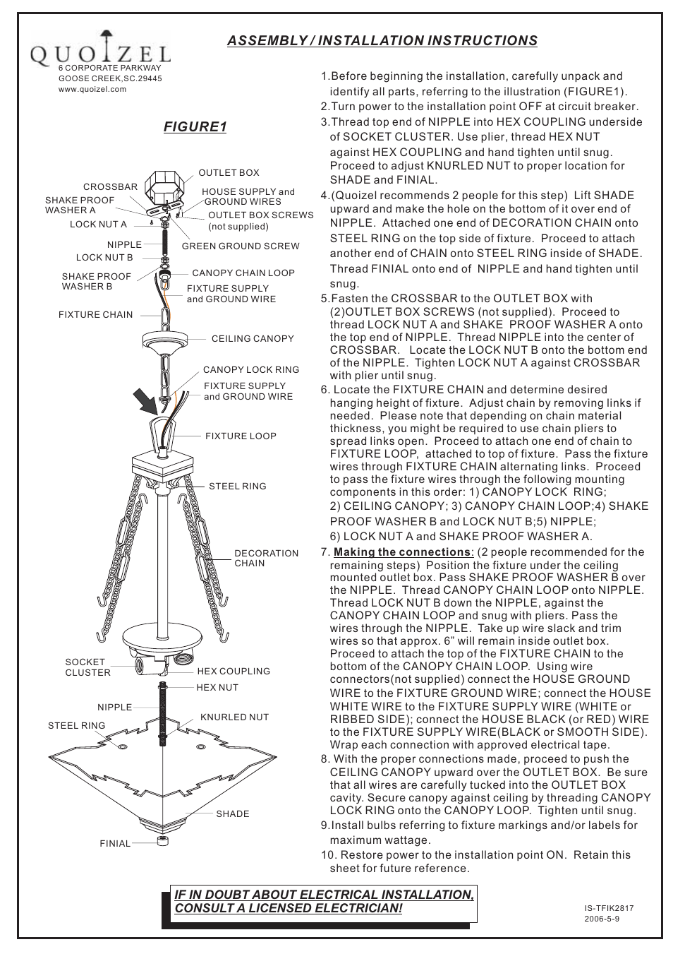 Quoizel TFIK2817VA Inglenook User Manual | 1 page