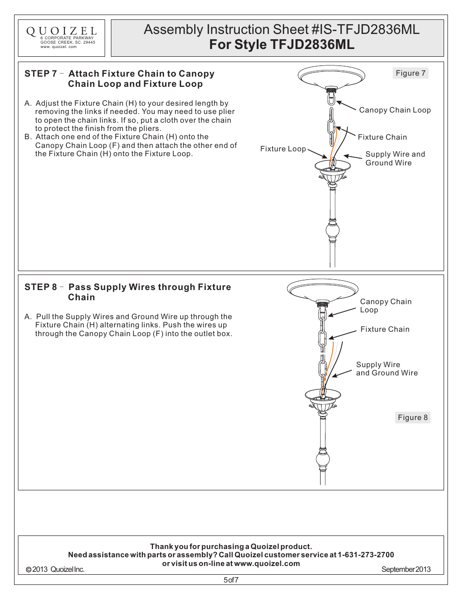 Quoizel TFJD2836ML Jewel Dragonfly User Manual | Page 5 / 7