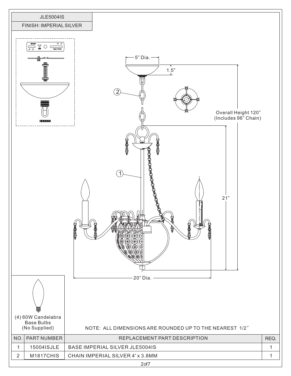 Quoizel JLE5004IS Jolene User Manual | Page 2 / 7