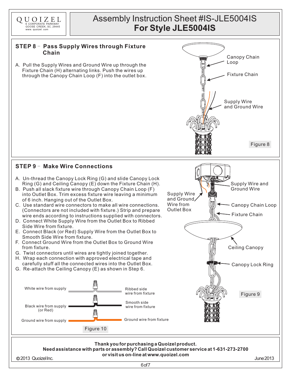 Quoizel JLE5004IS Jolene User Manual | Page 6 / 7