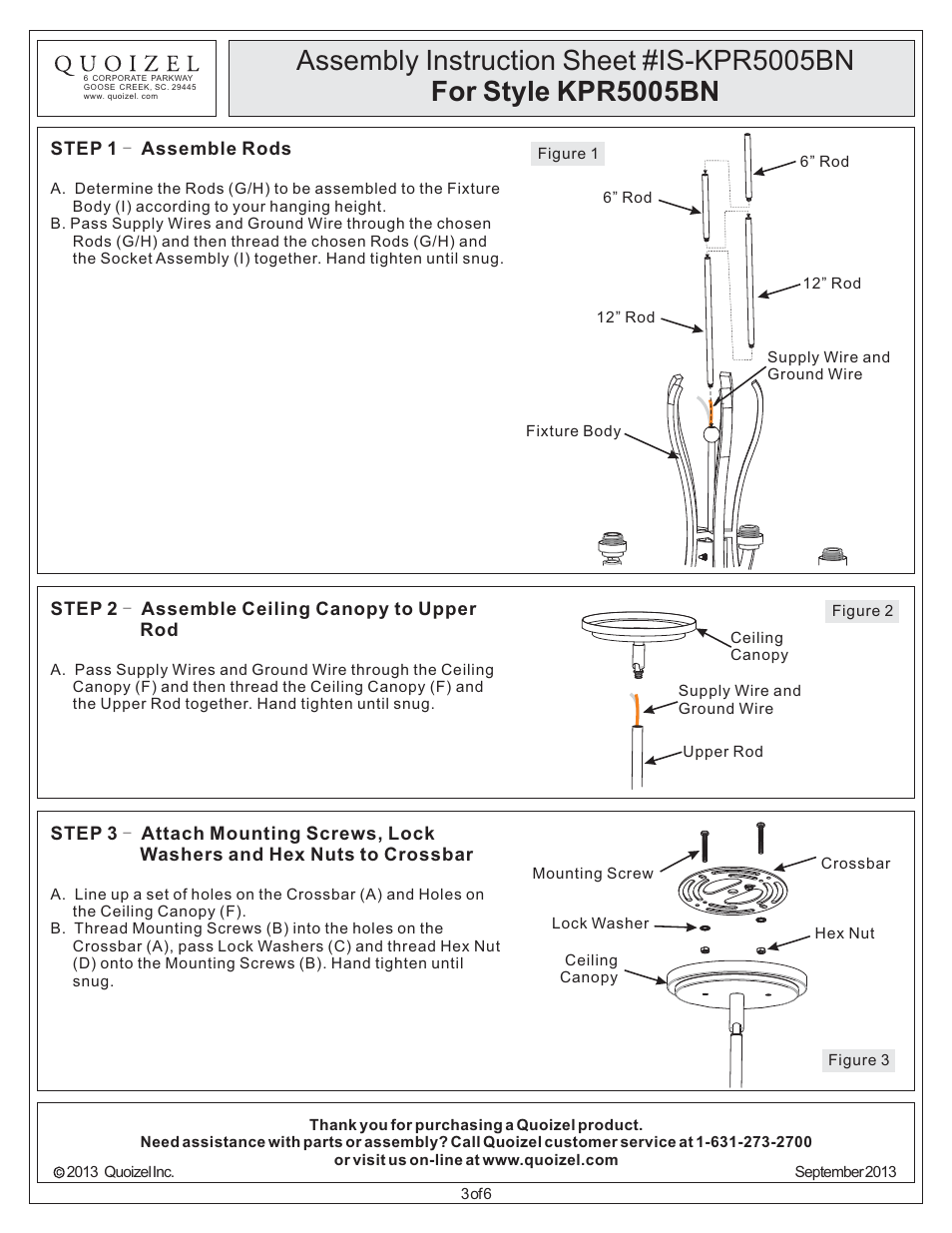 Quoizel KPR5005BN Kemper User Manual | Page 3 / 6