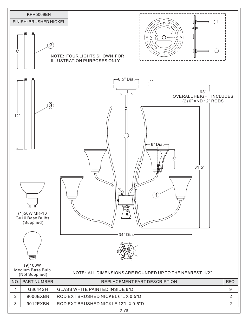 Quoizel KPR5009BN Kemper User Manual | Page 2 / 6