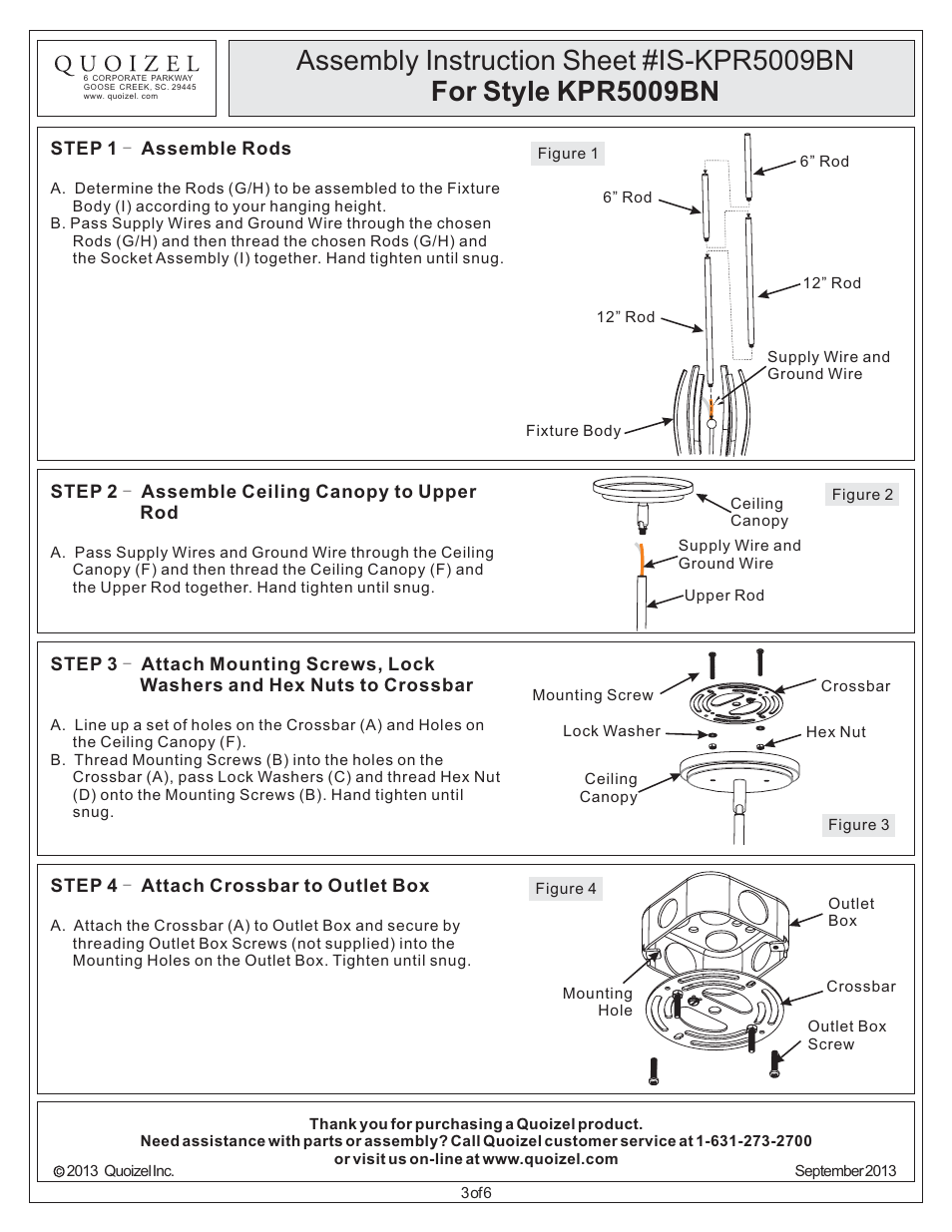 Quoizel KPR5009BN Kemper User Manual | Page 3 / 6