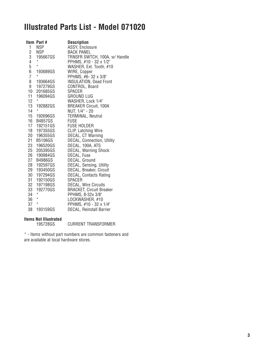 Briggs & Stratton 071020 User Manual | Page 3 / 3