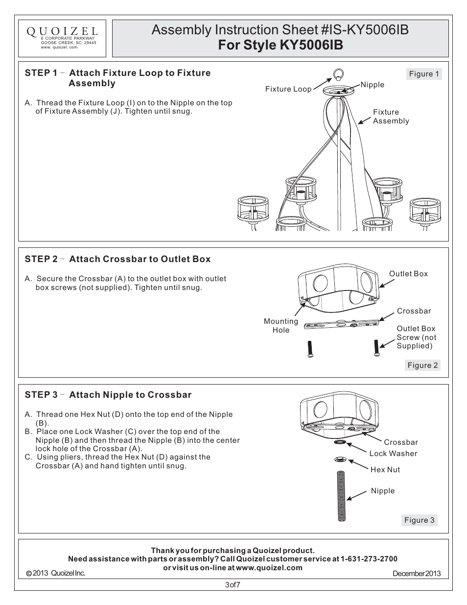 Quoizel KY5006IB Kyle User Manual | Page 3 / 7