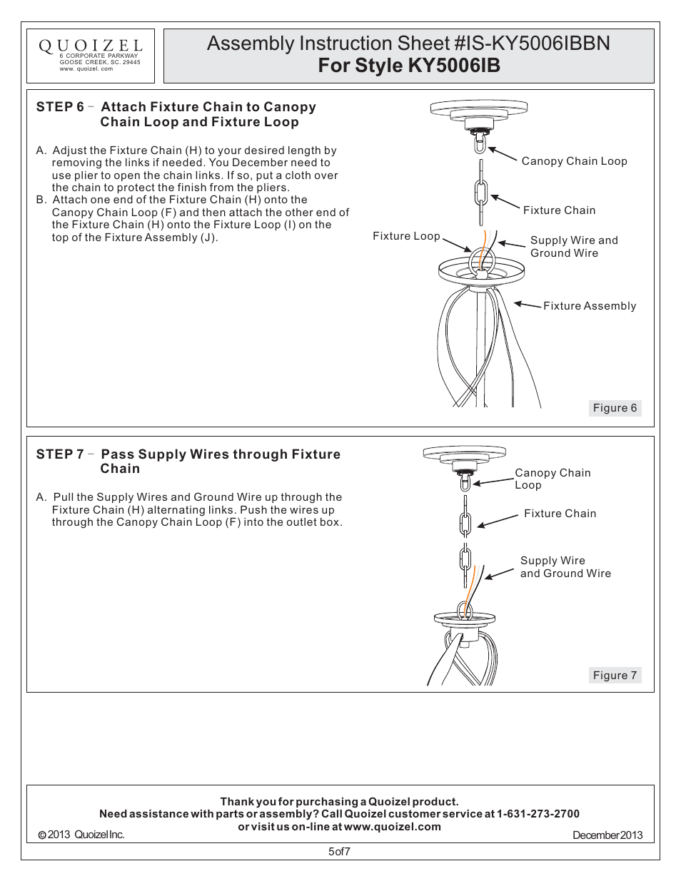 Quoizel KY5006IB Kyle User Manual | Page 5 / 7