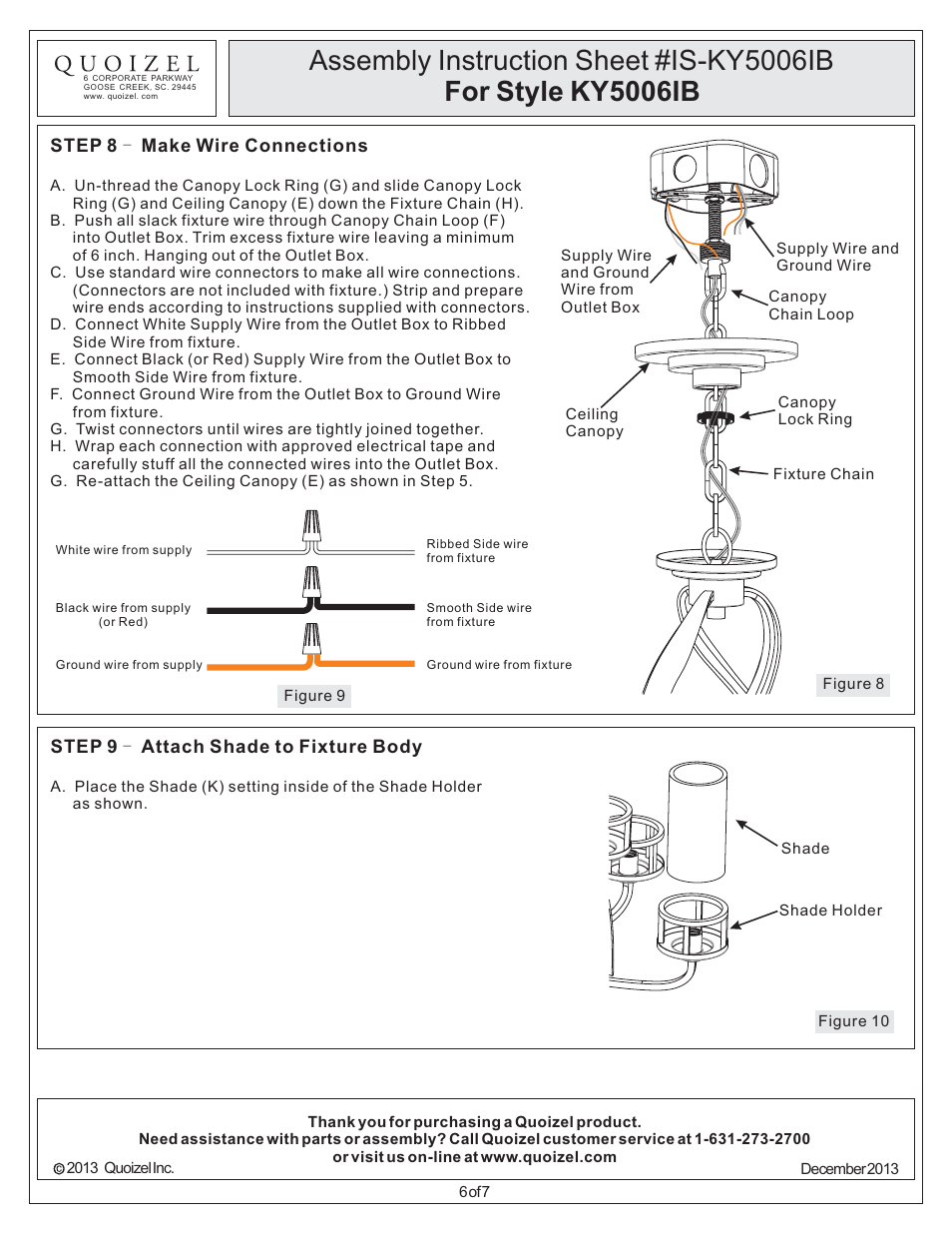 Quoizel KY5006IB Kyle User Manual | Page 6 / 7