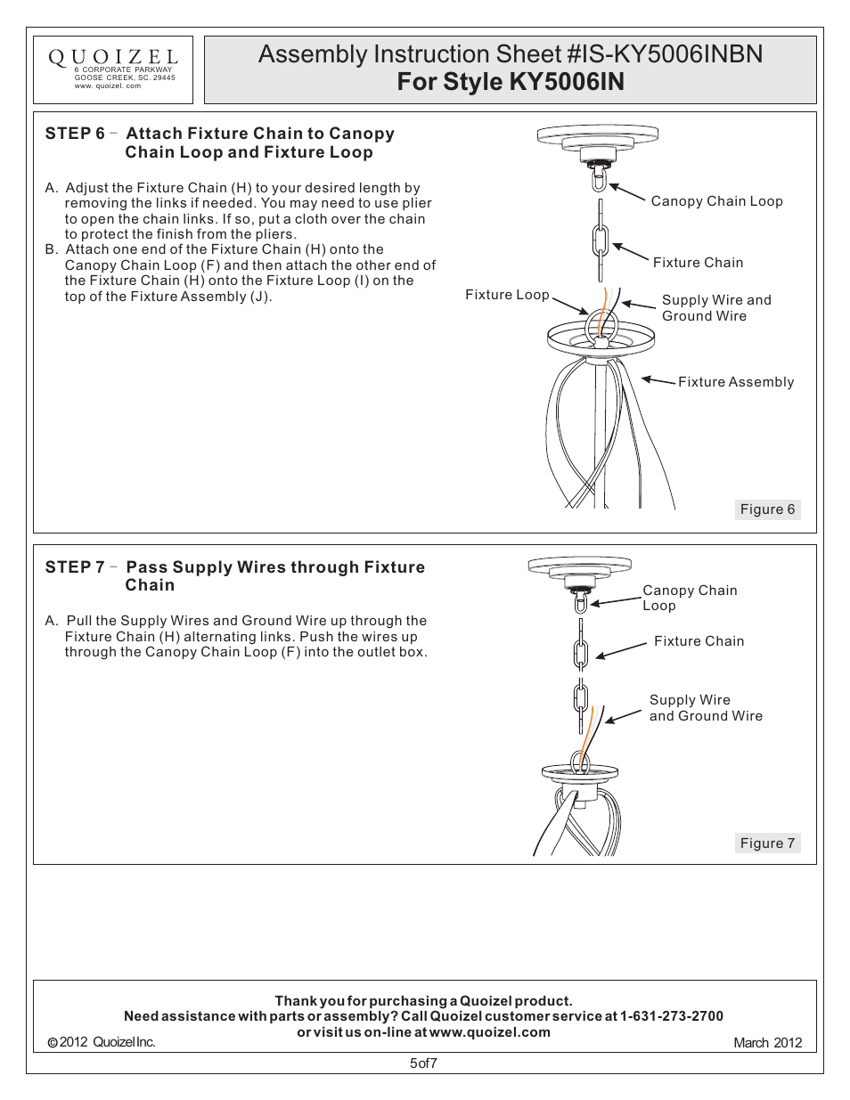 Quoizel KY5006IN Kyle User Manual | Page 5 / 7