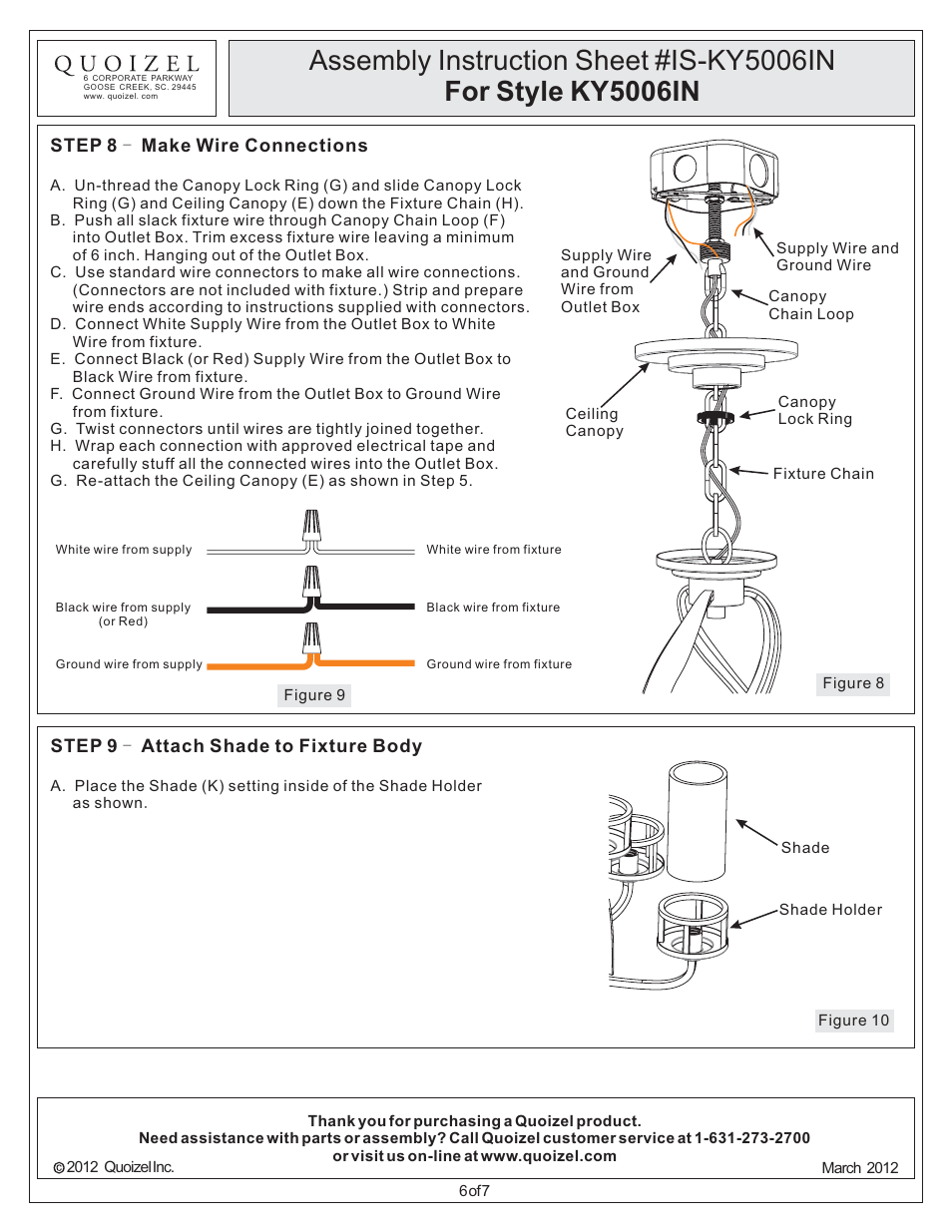 Quoizel KY5006IN Kyle User Manual | Page 6 / 7