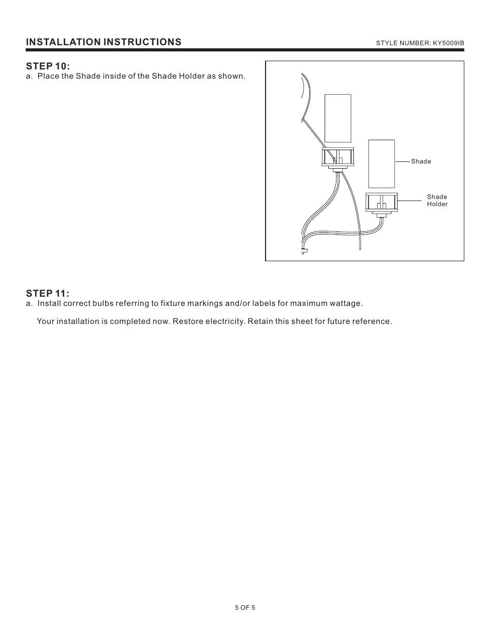 Quoizel KY5009IB Kyle User Manual | Page 5 / 5