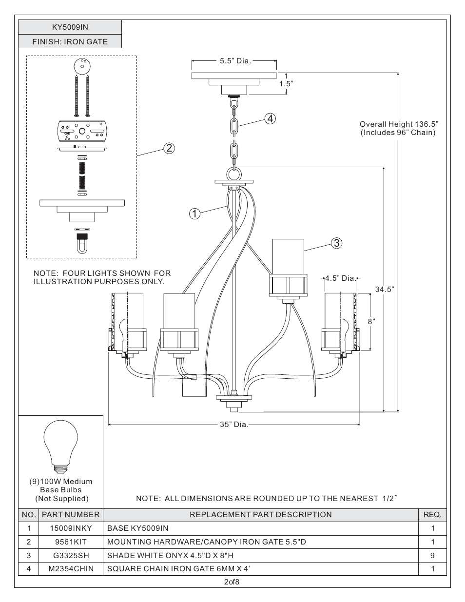 Quoizel KY5009IN Kyle User Manual | Page 2 / 8