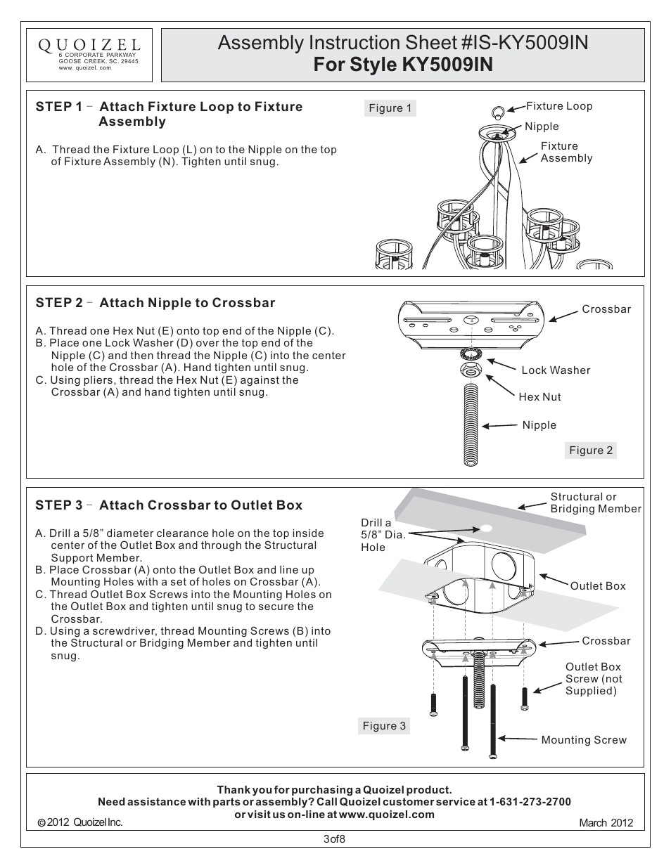 Quoizel KY5009IN Kyle User Manual | Page 3 / 8