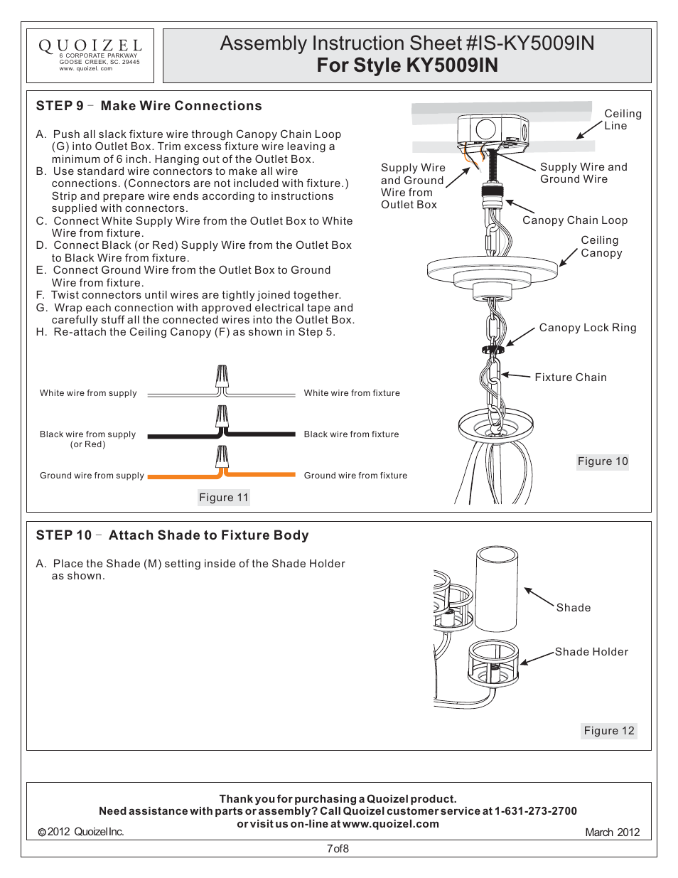 Quoizel KY5009IN Kyle User Manual | Page 7 / 8