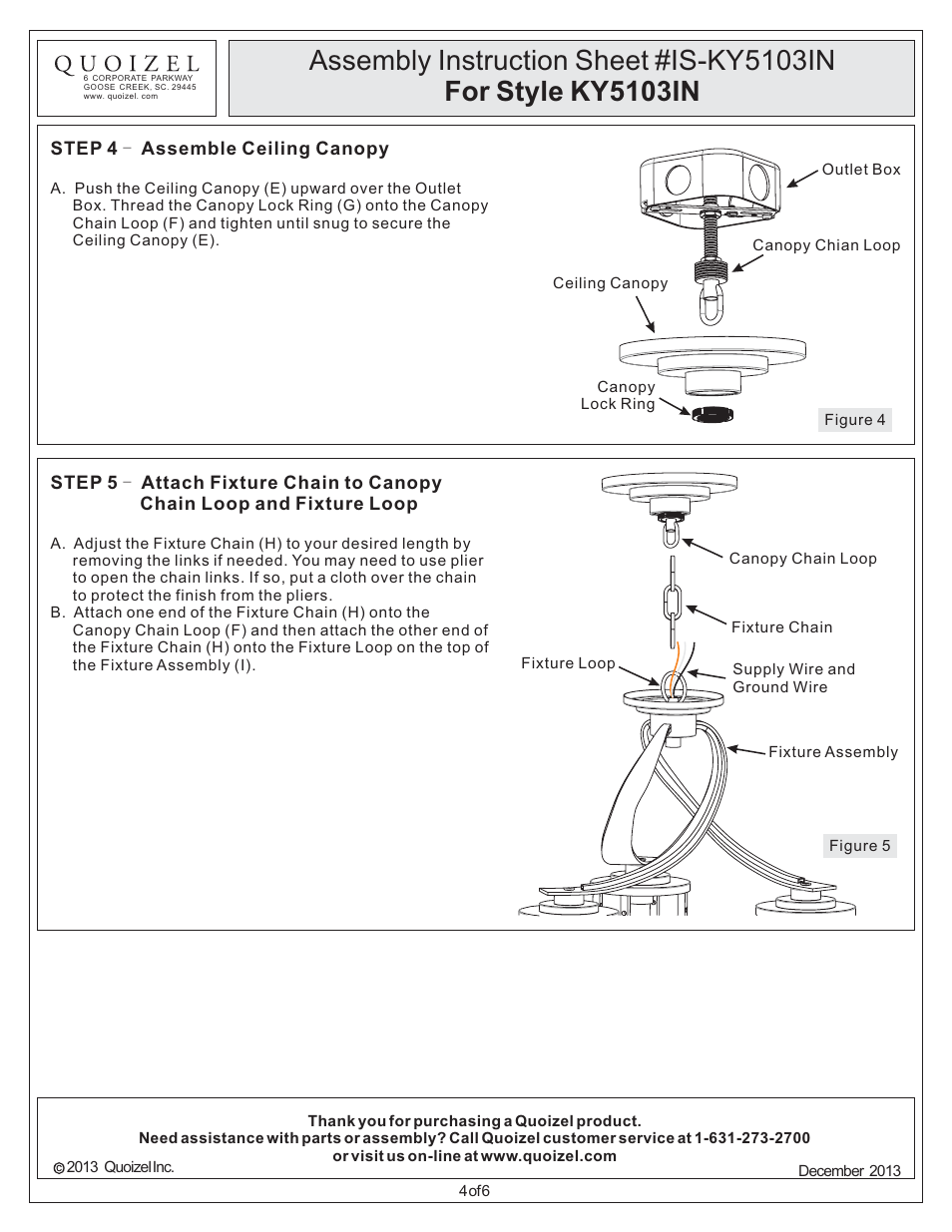 Quoizel KY5103IN Kyle User Manual | Page 4 / 6