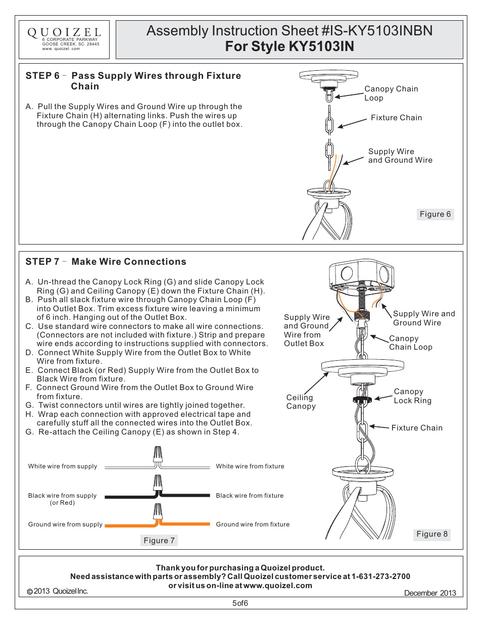 Quoizel KY5103IN Kyle User Manual | Page 5 / 6
