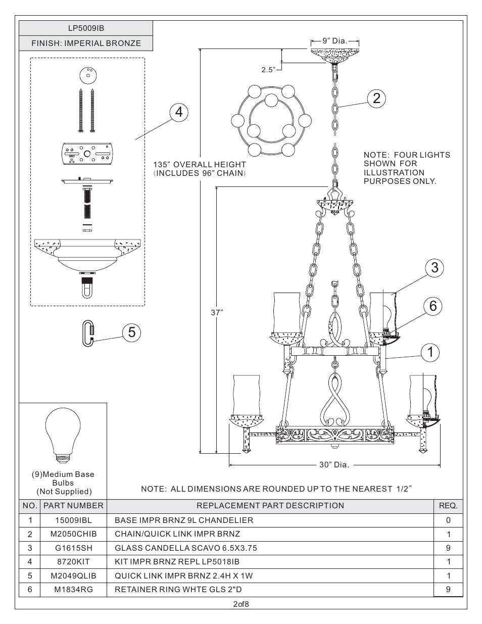 Quoizel LP5009IB La Parra User Manual | Page 2 / 8