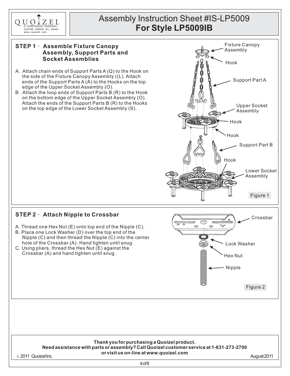 Quoizel LP5009IB La Parra User Manual | Page 4 / 8