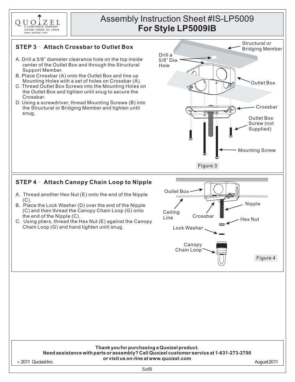 Quoizel LP5009IB La Parra User Manual | Page 5 / 8