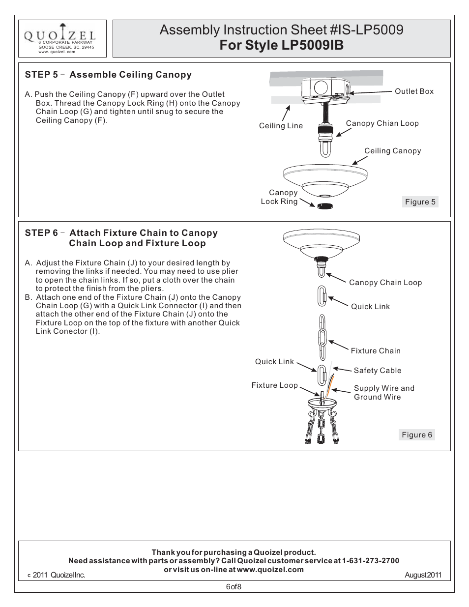 Quoizel LP5009IB La Parra User Manual | Page 6 / 8