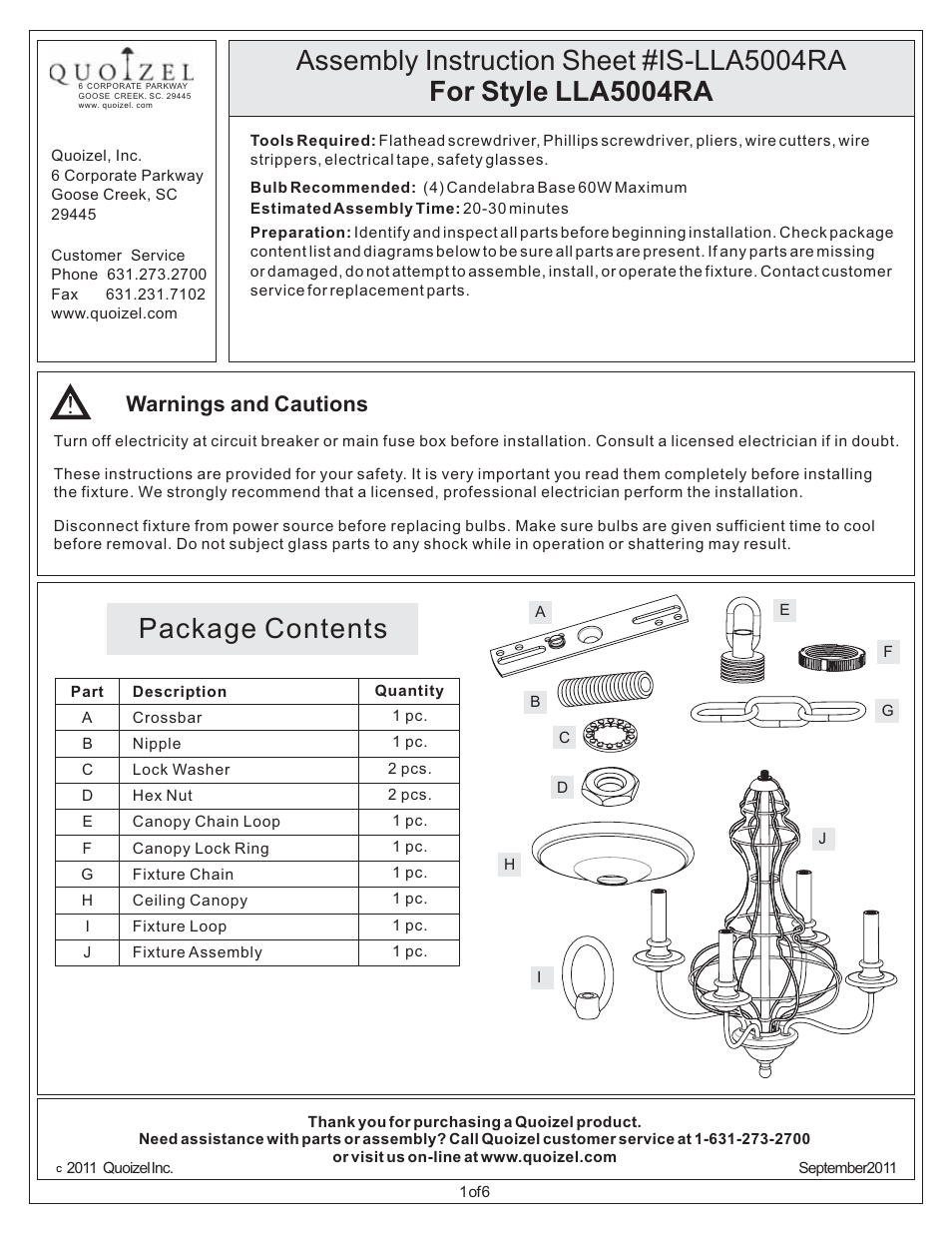 Quoizel LLA5004RA Laila User Manual | 6 pages