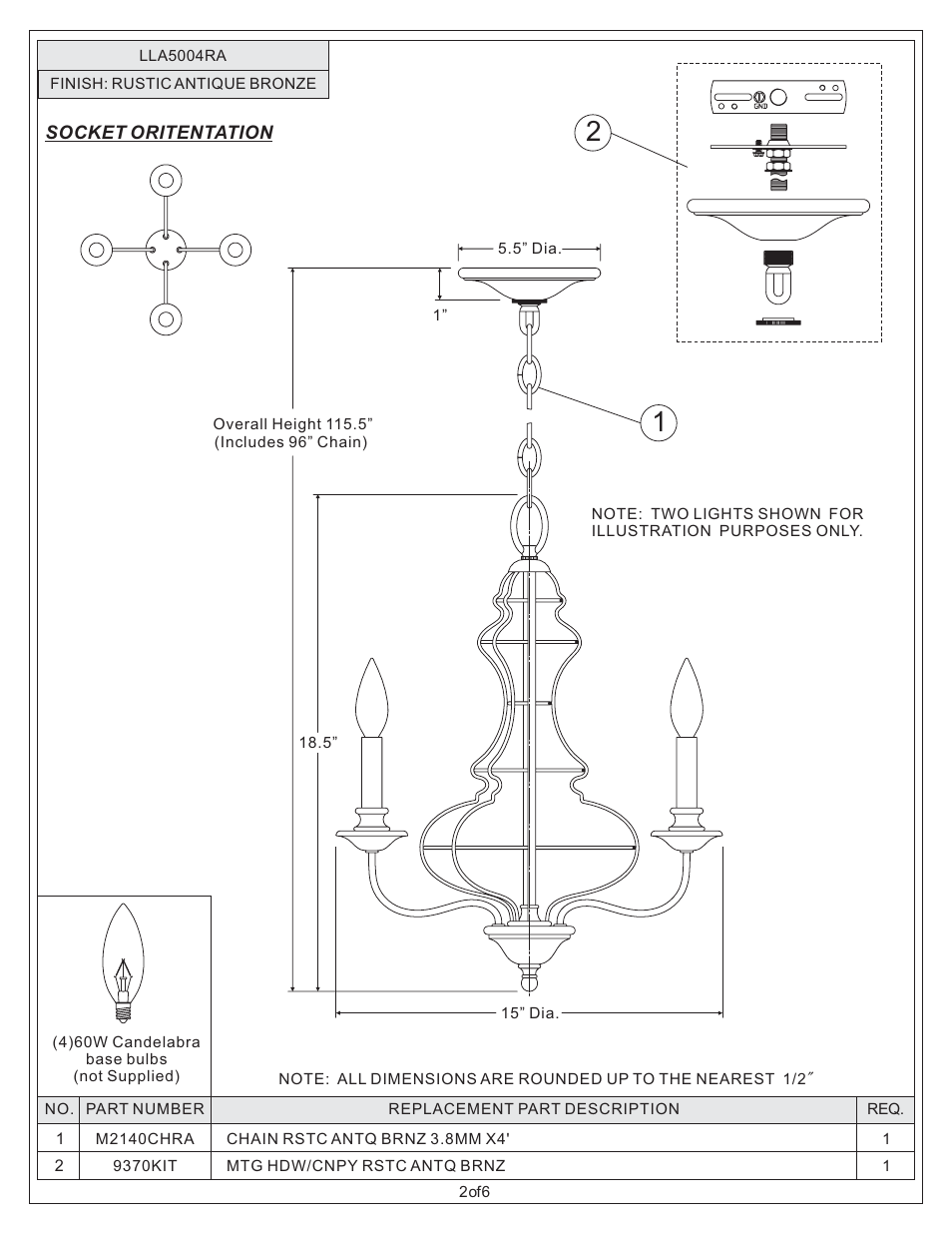 Quoizel LLA5004RA Laila User Manual | Page 2 / 6