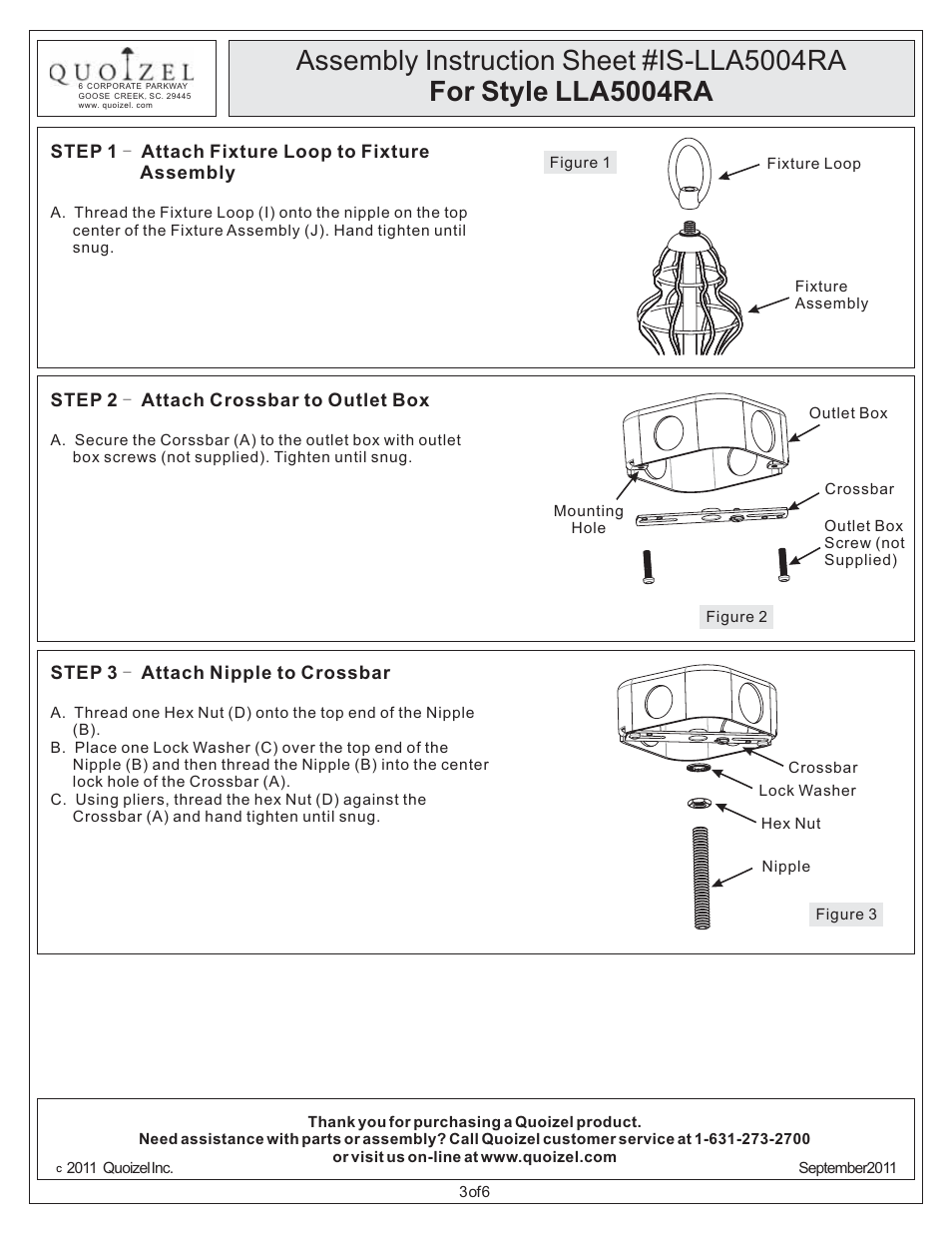 Quoizel LLA5004RA Laila User Manual | Page 3 / 6