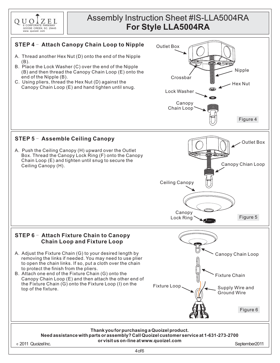 Quoizel LLA5004RA Laila User Manual | Page 4 / 6