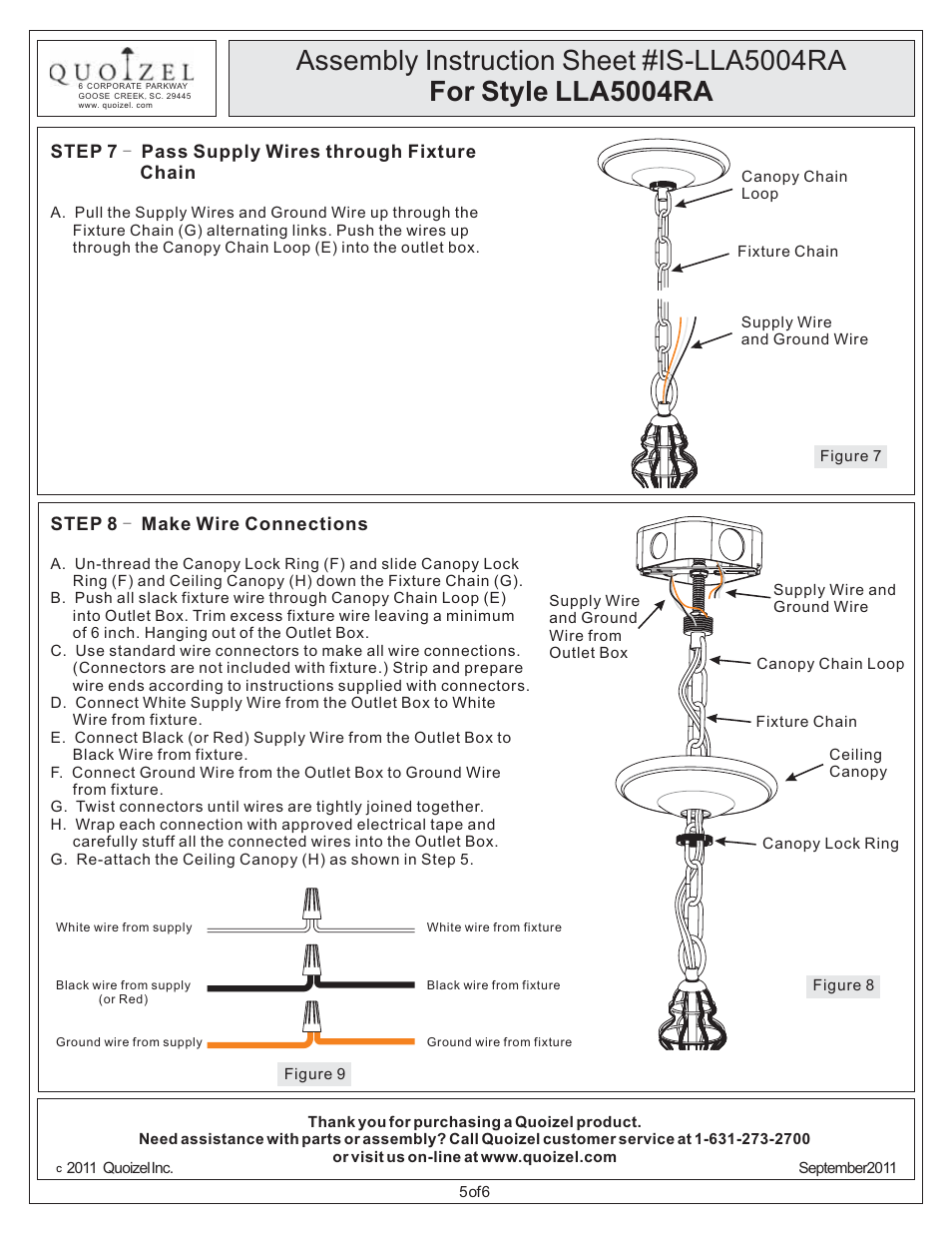 Quoizel LLA5004RA Laila User Manual | Page 5 / 6