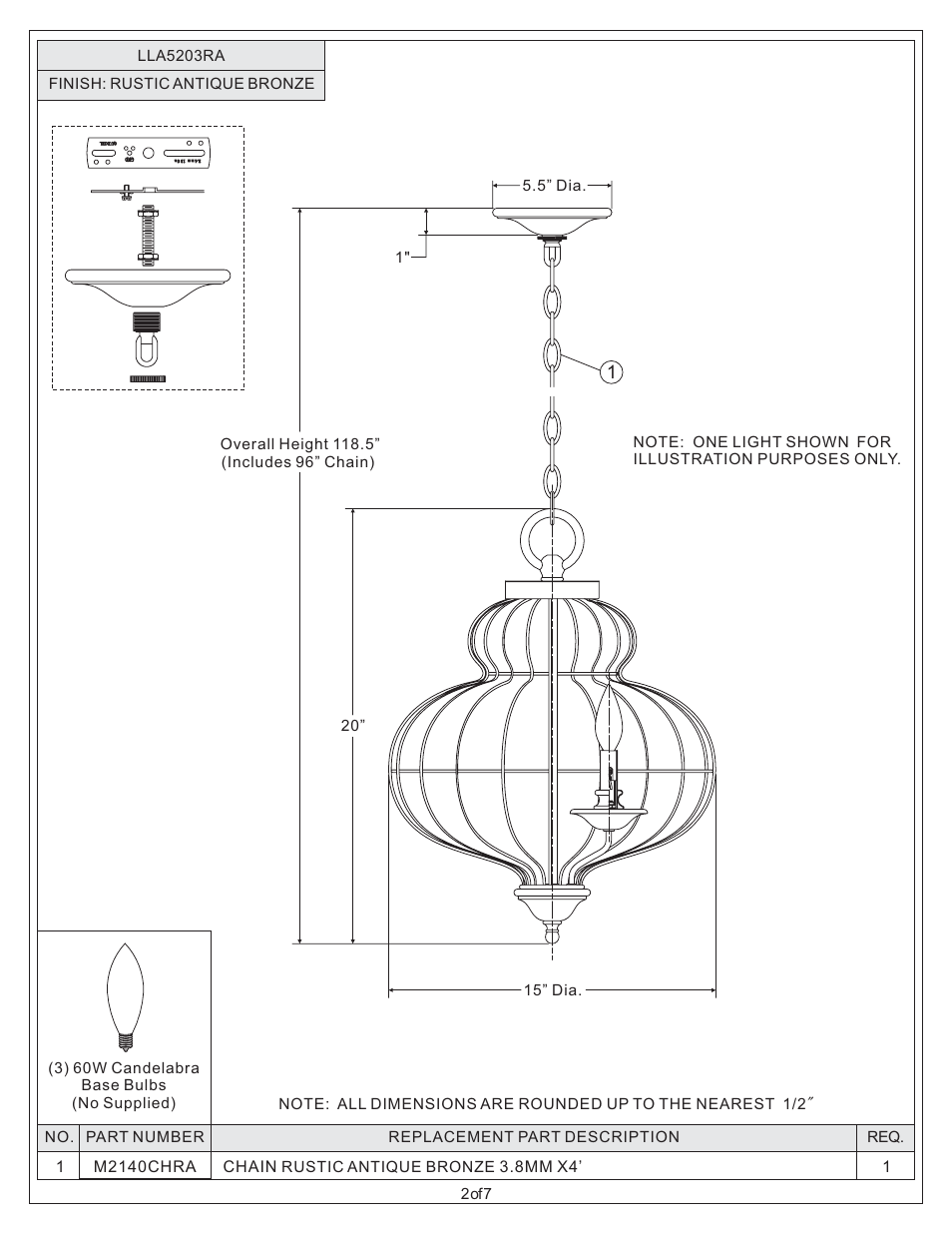 Quoizel LLA5203RA Laila User Manual | Page 2 / 7