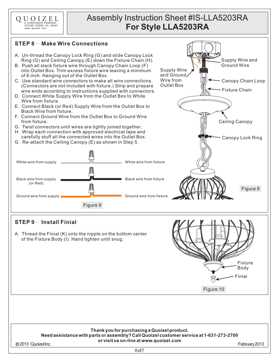 Quoizel LLA5203RA Laila User Manual | Page 6 / 7