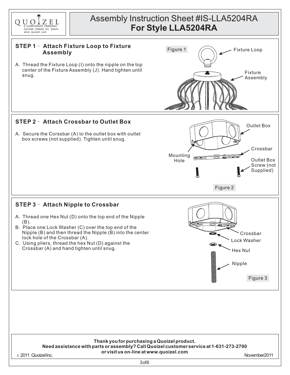 Quoizel LLA5204RA Laila User Manual | Page 3 / 6