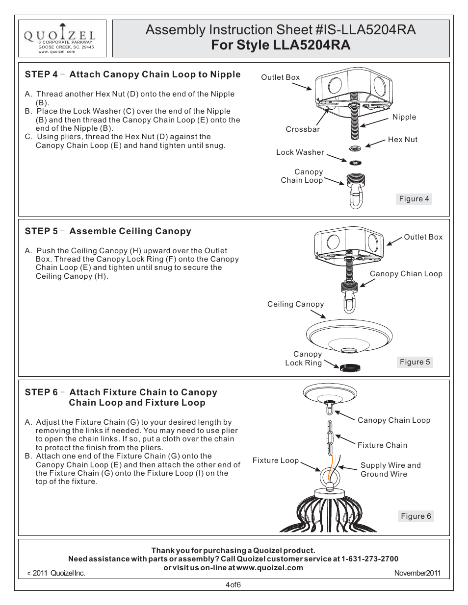 Quoizel LLA5204RA Laila User Manual | Page 4 / 6