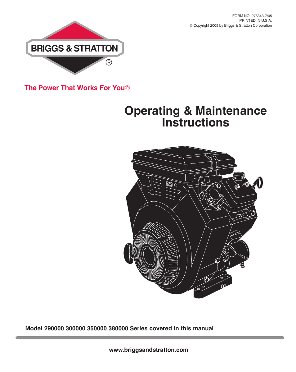 Briggs & Stratton 290000 User Manual | 20 pages