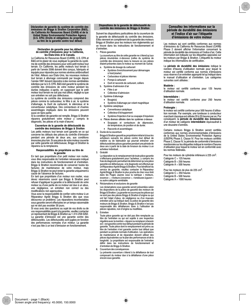 Briggs & Stratton 290000 User Manual | Page 20 / 20