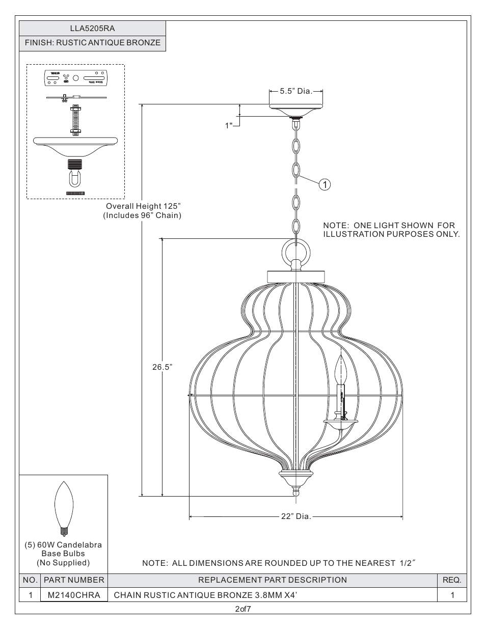 Quoizel LLA5205RA Laila User Manual | Page 2 / 7