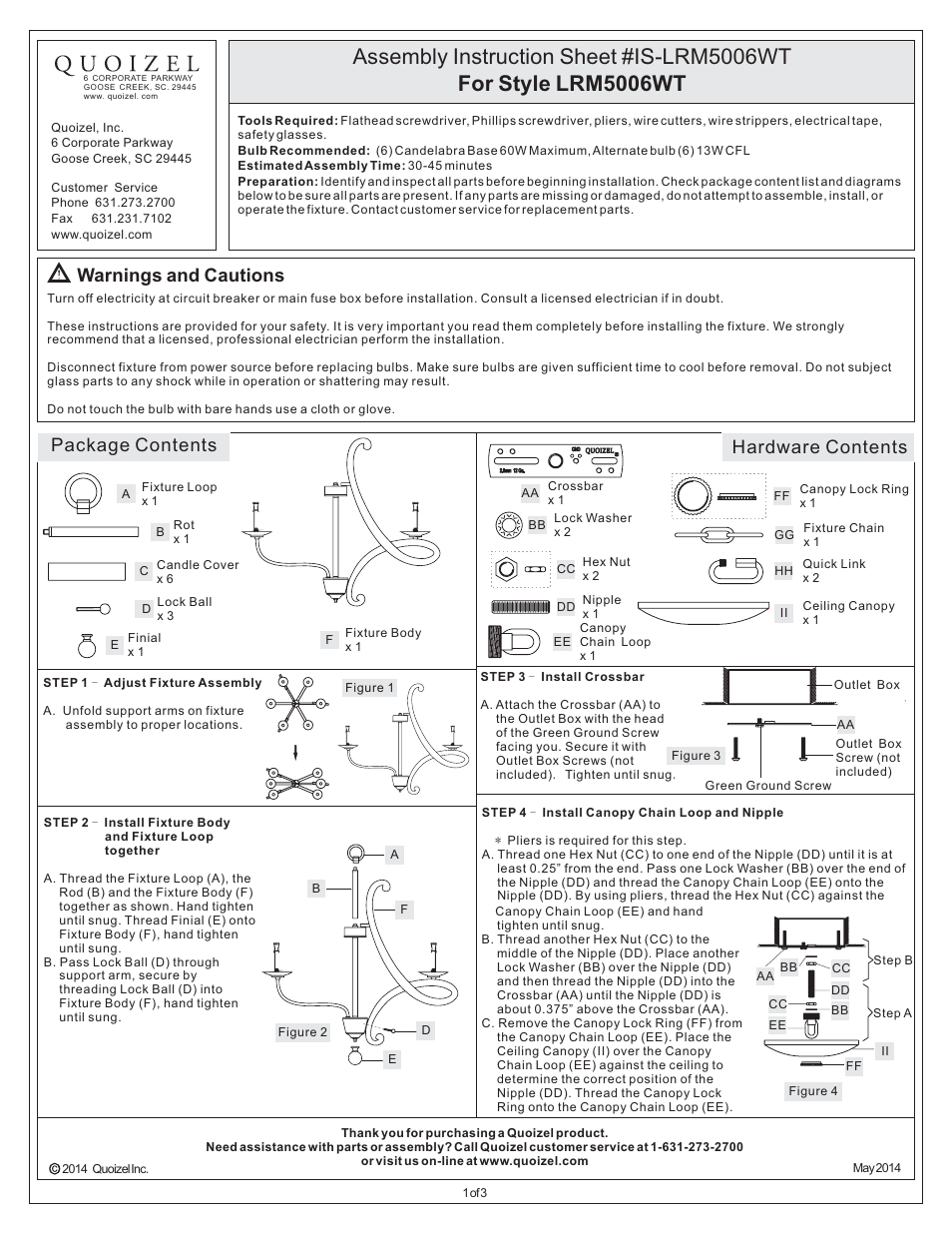 Quoizel LRM5006WT Laramie User Manual | 3 pages