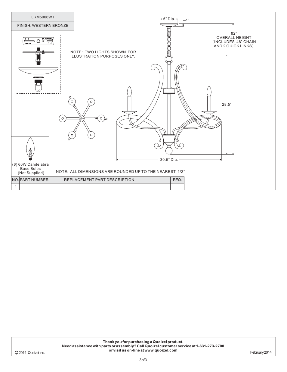 Quoizel LRM5006WT Laramie User Manual | Page 3 / 3