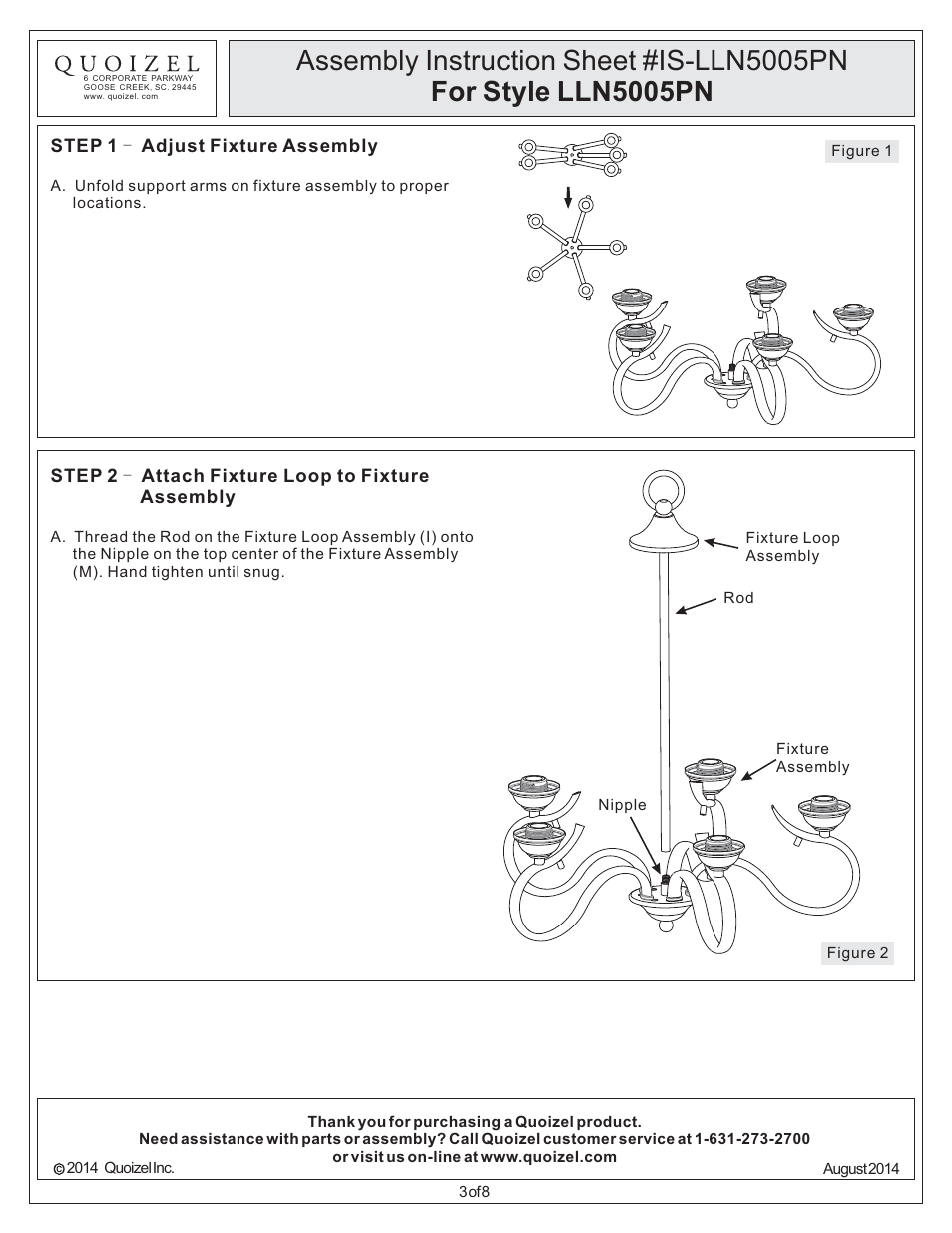 Quoizel LLN5005PN Lillian User Manual | Page 3 / 8