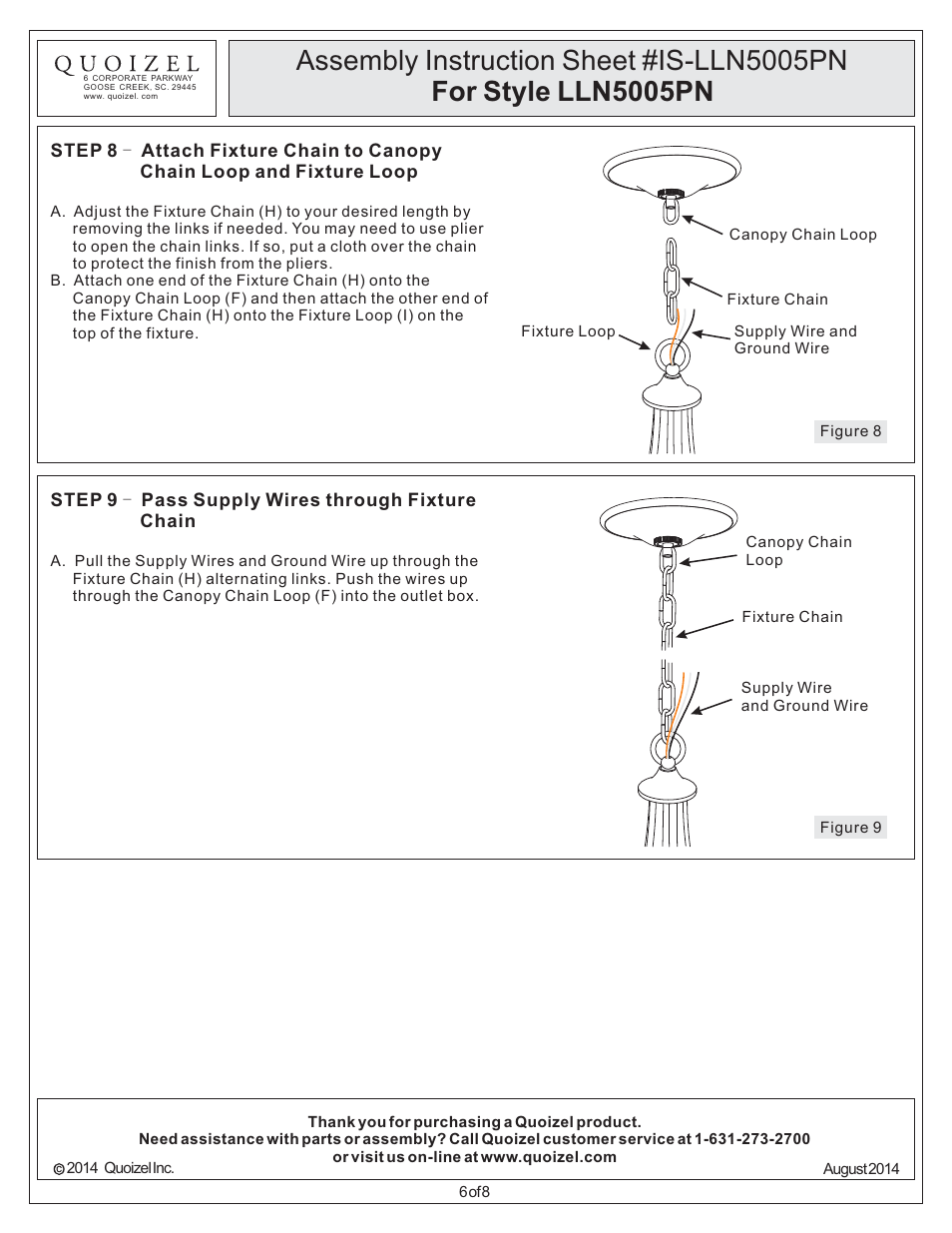 Quoizel LLN5005PN Lillian User Manual | Page 6 / 8