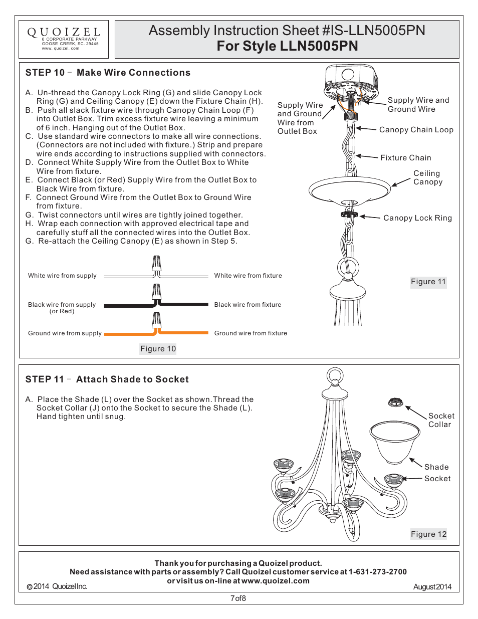 Quoizel LLN5005PN Lillian User Manual | Page 7 / 8