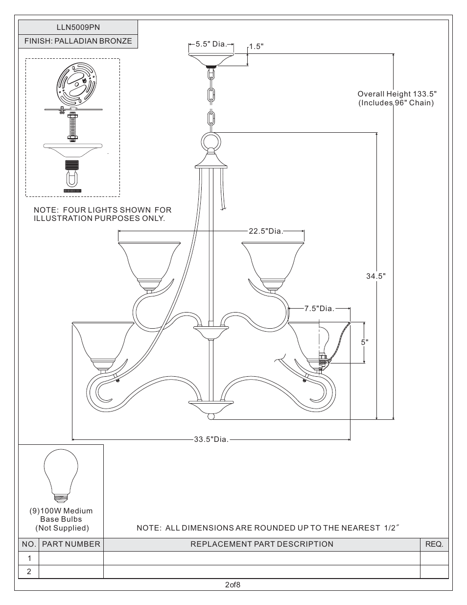 Quoizel LLN5009PN Lillian User Manual | Page 2 / 8